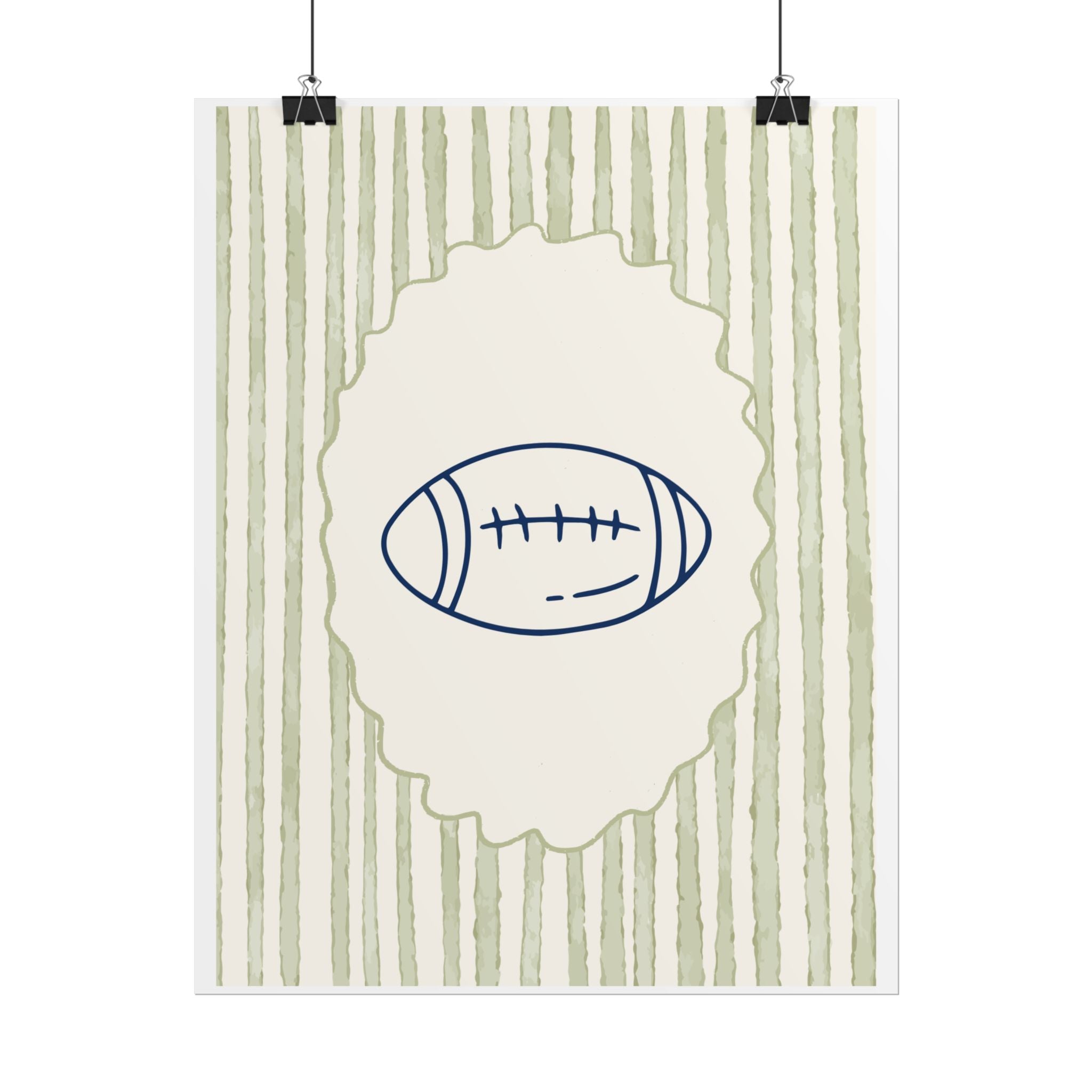 Copy of Vintage Striped Football Helmet Poster — Rolled Wall Art for Sports Fans
