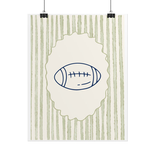 Copy of Vintage Striped Football Helmet Poster — Rolled Wall Art for Sports Fans