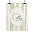 Vintage Striped Football Helmet Poster — Rolled Wall Art for Sports Fans
