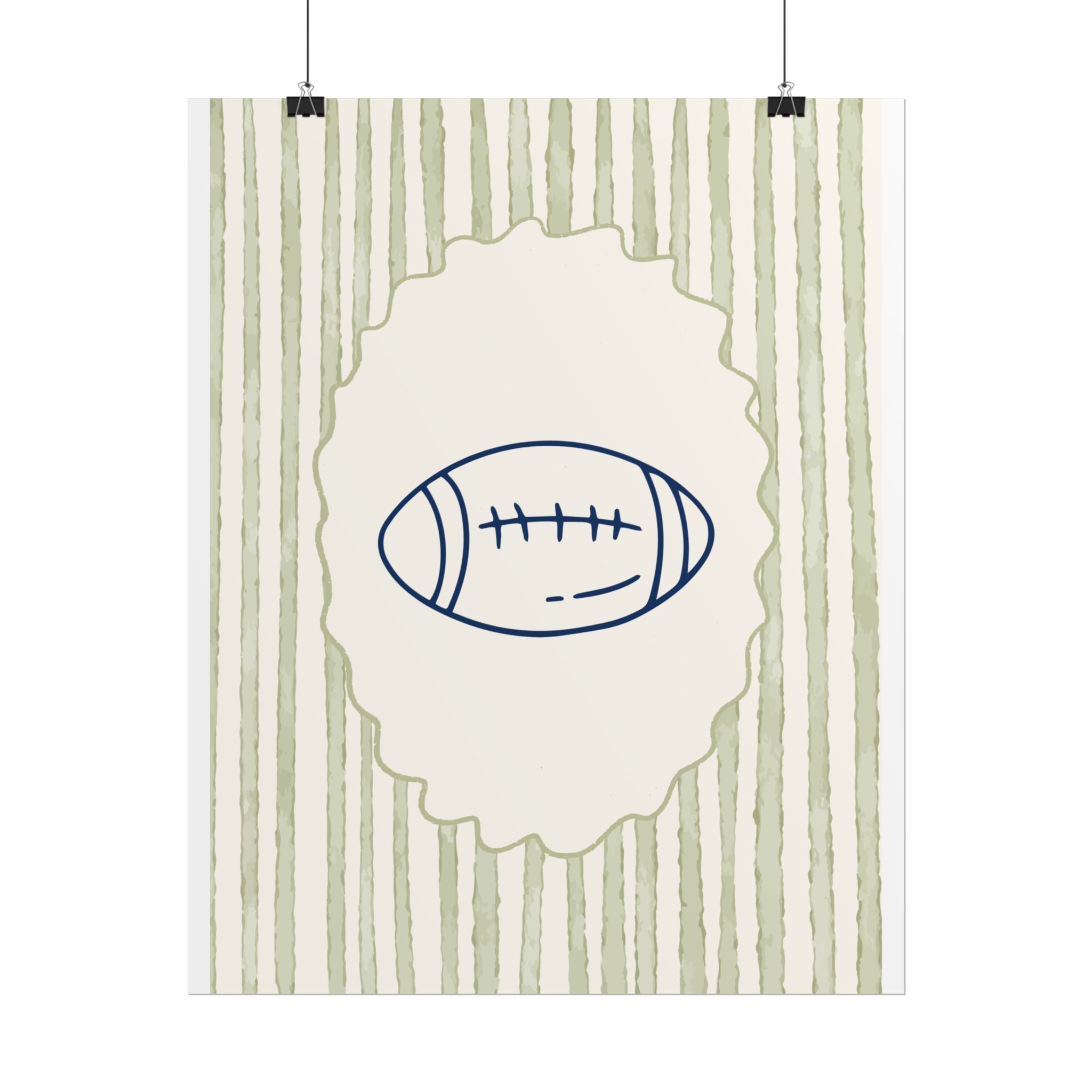 Copy of Vintage Striped Football Helmet Poster — Rolled Wall Art for Sports Fans