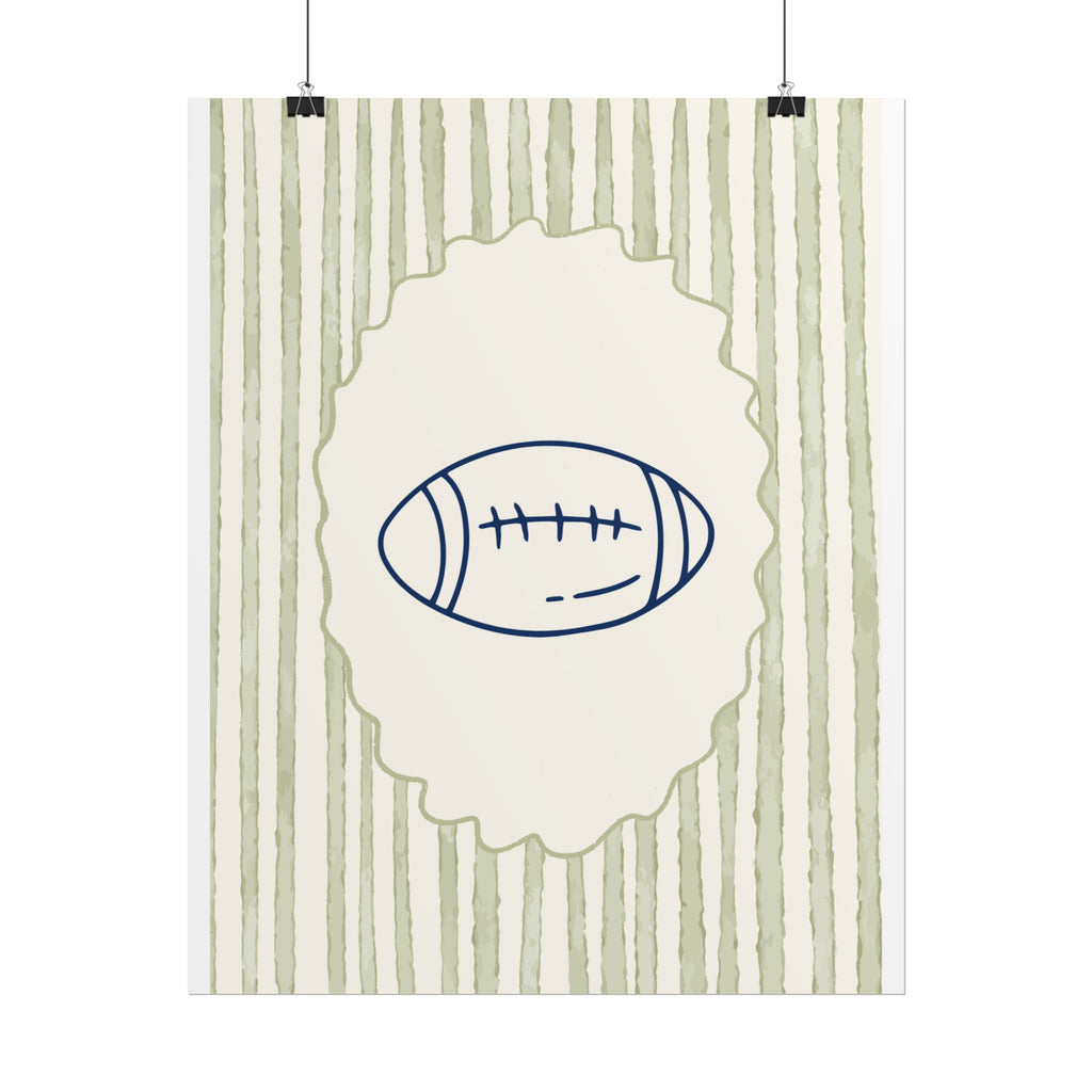 Copy of Vintage Striped Football Helmet Poster — Rolled Wall Art for Sports Fans