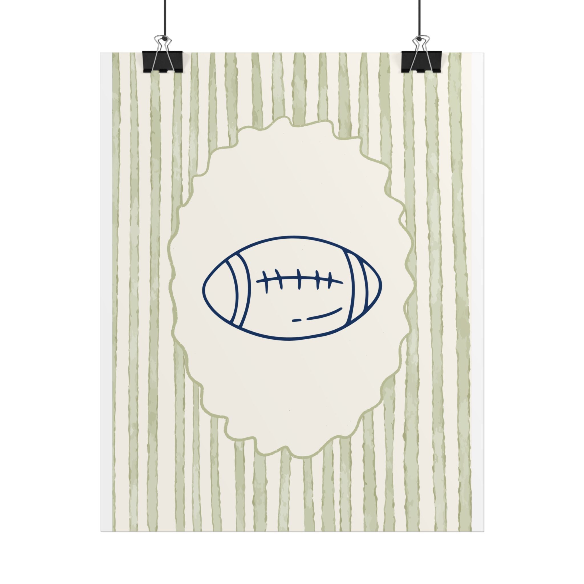 Copy of Vintage Striped Football Helmet Poster — Rolled Wall Art for Sports Fans
