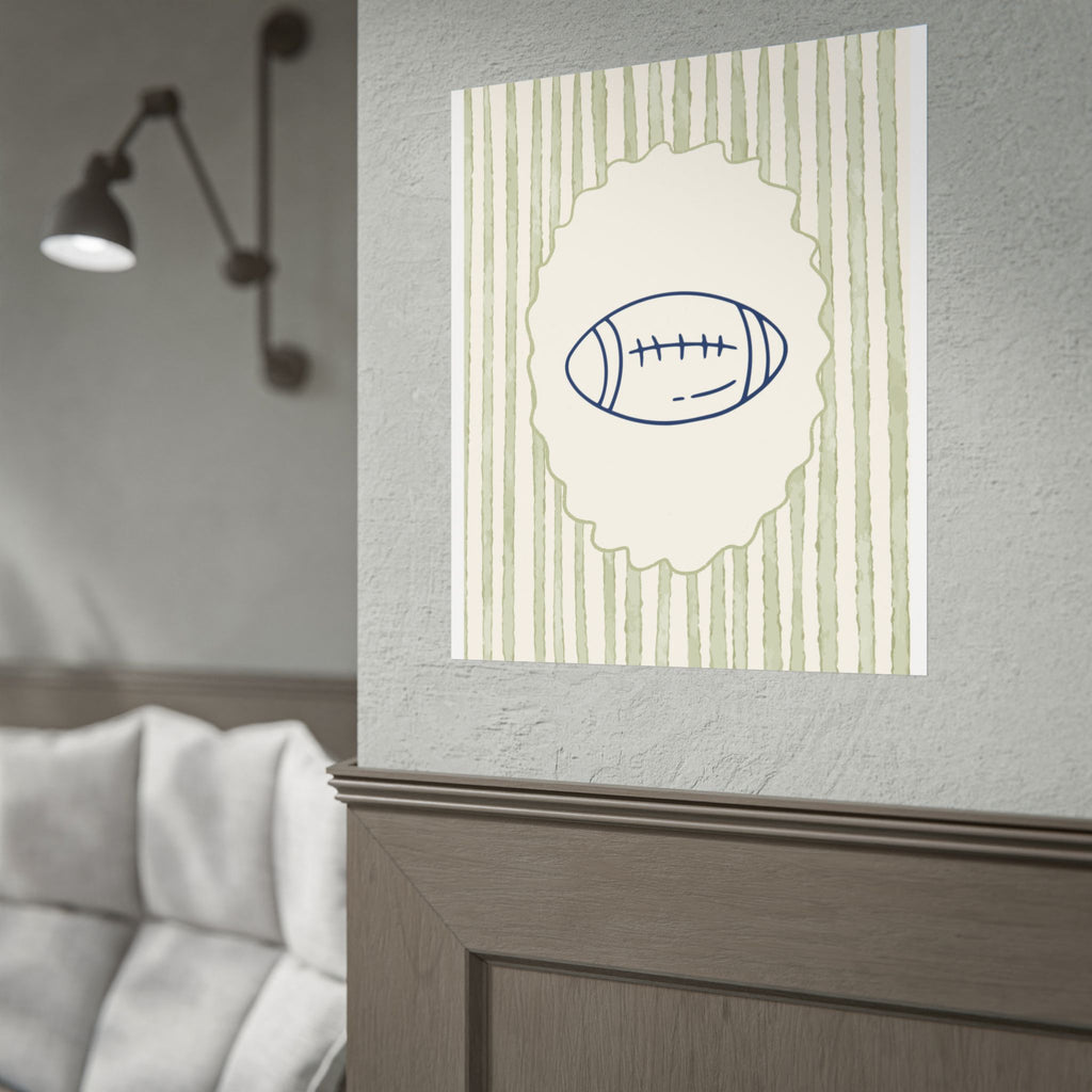 Copy of Vintage Striped Football Helmet Poster — Rolled Wall Art for Sports Fans